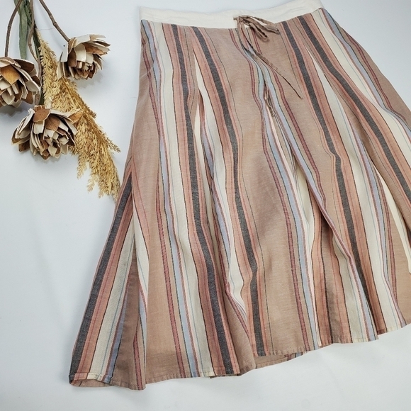 Banana Republic Cream Tan Orange Stripe Skirt 2 - Picture 6 of 14